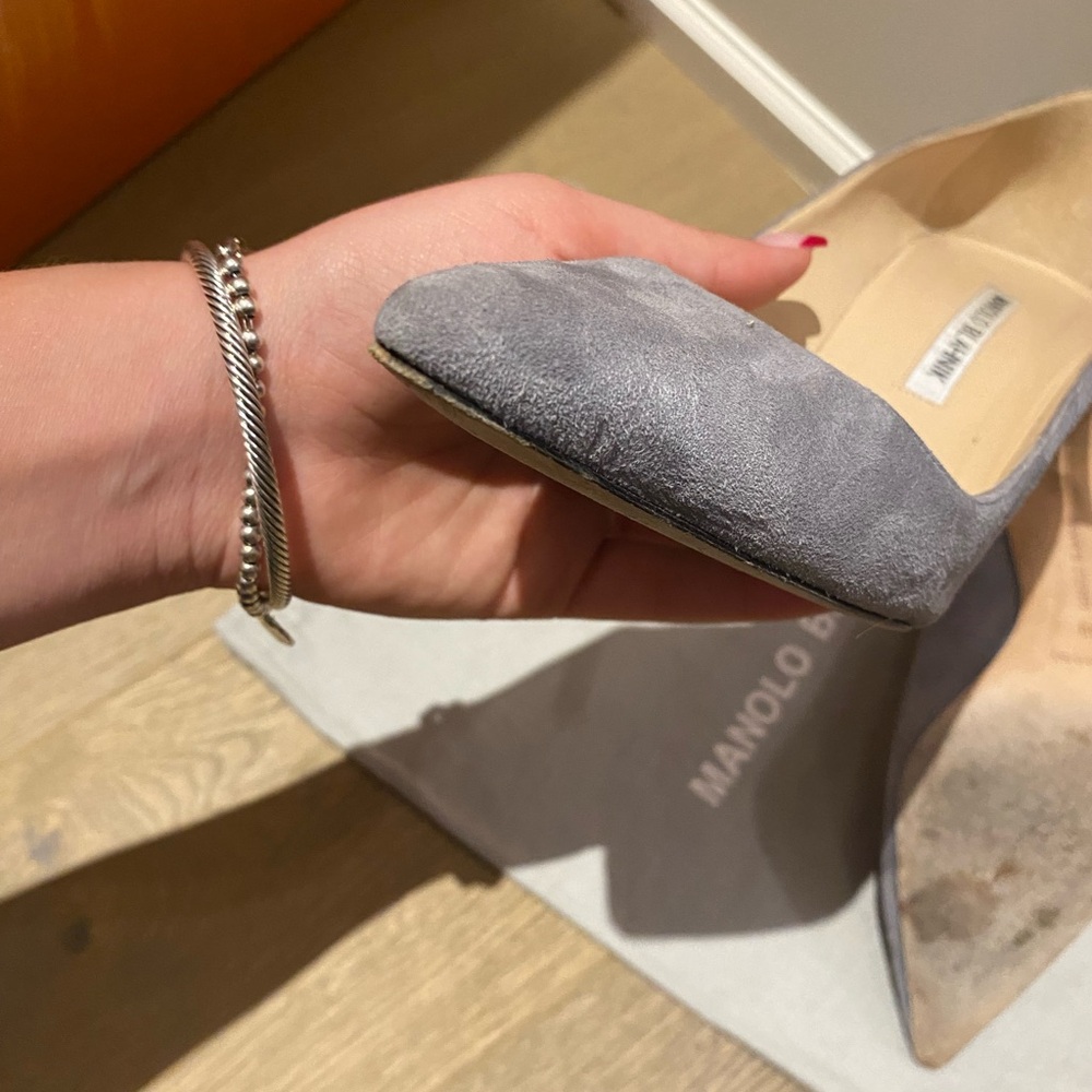 Manolo Blahnik Gray Suede Pumps - Picture 5 of 15